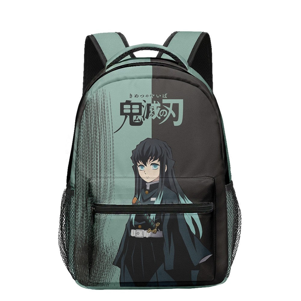 Anime Demon Slayer Tanjiro Nezuko 3D Printed Backpack for College Students Large School Bag 15 Inch Laptop Bag Middle School