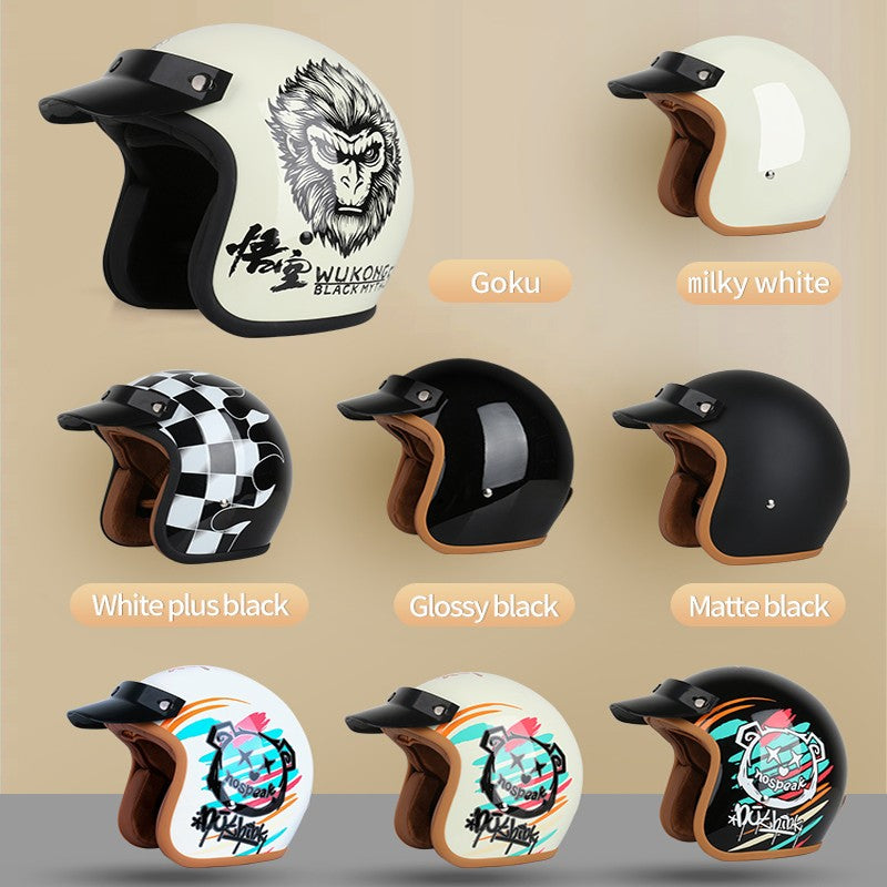 DOT Open Face Casco Moto for Motorcycle Accessories Men Moto Helmets Certificated Retro Motorcycle Helmet Cafe Racer