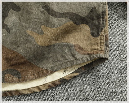 2024 Autumn and Winter New American Retro Woven Camouflage Cargo Shirt Men's 100% Cotton Washed Old Double Pockets Thin Jacket