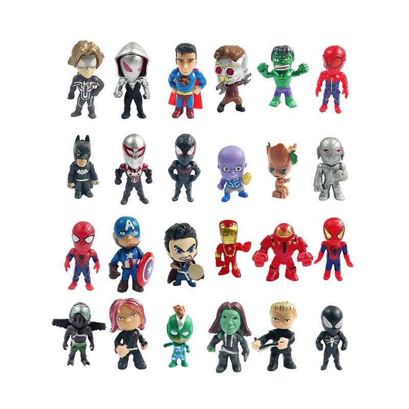 Marvel Christmas Advent Calendar Box Disney Mini Q Version Hulk Anime Figure Spiderman Iron Man Kids Toys 24pcs Figure Gift Box