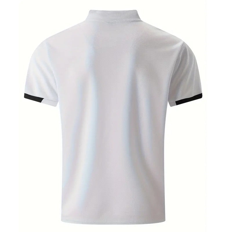 Men Clothes Spring Summer Casual Fashion Short Sleeve Stand Collar Polo Shirt Logo Print Men Clothes Slim Fit Polo Shirt