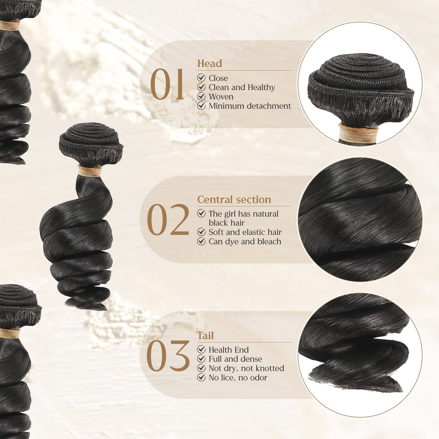 Wacur 12A Cabelo Humano Ondulado Solto Tecer Extensão Trançada 12-30 polegadas Preto Natural 100% Cabelo Virgem Remy Para Mulheres