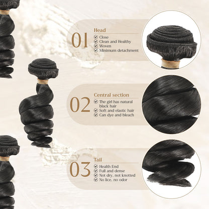 Wacur 12A Cabelo Humano Ondulado Solto Tecer Extensão Trançada 12-30 polegadas Preto Natural 100% Cabelo Virgem Remy Para Mulheres