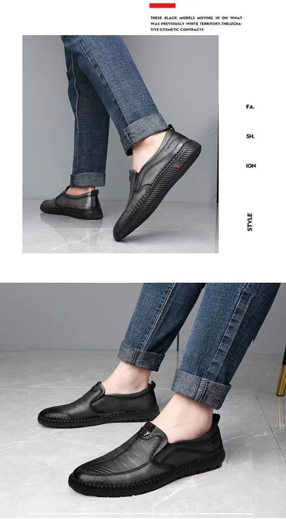 Mens PU Leather Loafers Non Slip Walking Flats Breathable Outdoor Slip on Casual Shoes for Male Work Office Driving Sneakers2