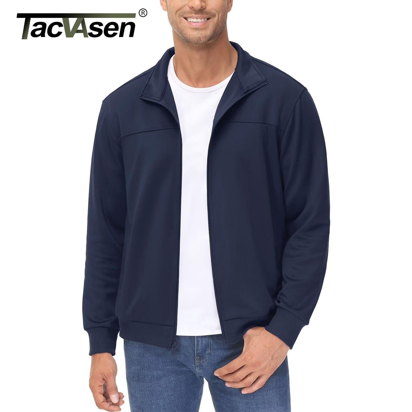 TACVASEN Spring Autumn Track Jackets Mens Lightweight Full Zip Sports Jacket Running Athletic Jackets Workout Fitness Outwear