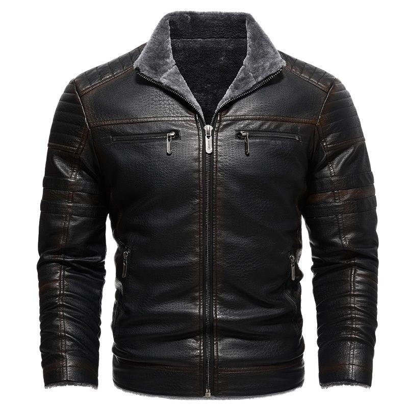 2024 Men Faux Leather Jacket High Quality Casual Zipper Fleece Warm Coats Winter Men Vintage Motorcycle Leather Jacket Men S-4Xl