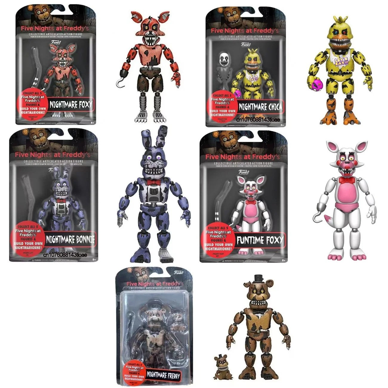 Figuras FNAF de 14cm Nightmare Freddy Bonnie Foxy Chica Boneco Articulado Blacklight Freddy Frostbe Coleção de Brinquedos