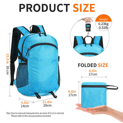 Mochila de Nylon 300D de 15L Ultraleve 0,24kg, Dobrável Resistente à Água, Dobrável em Bolso para Viagem, Atividades ao Ar Livre, Uso Diário