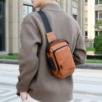 Men's Anti-Theft Crossbody Bag USB Charging Port Travel Chest Bag Waterproof Shoulder Messenger Bag for Outdoor Sports