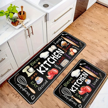 VIKAMA Kitchen, Laundry Room Floor Mats, Bathroom New Flannel Water-Resistant Soft Rug Dust-proof Toilet Treads Home Decorations