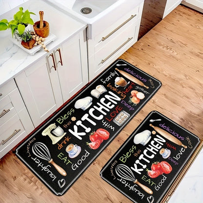 VIKAMA Kitchen, Laundry Room Floor Mats, Bathroom New Flannel Water-Resistant Soft Rug Dust-proof Toilet Treads Home Decorations
