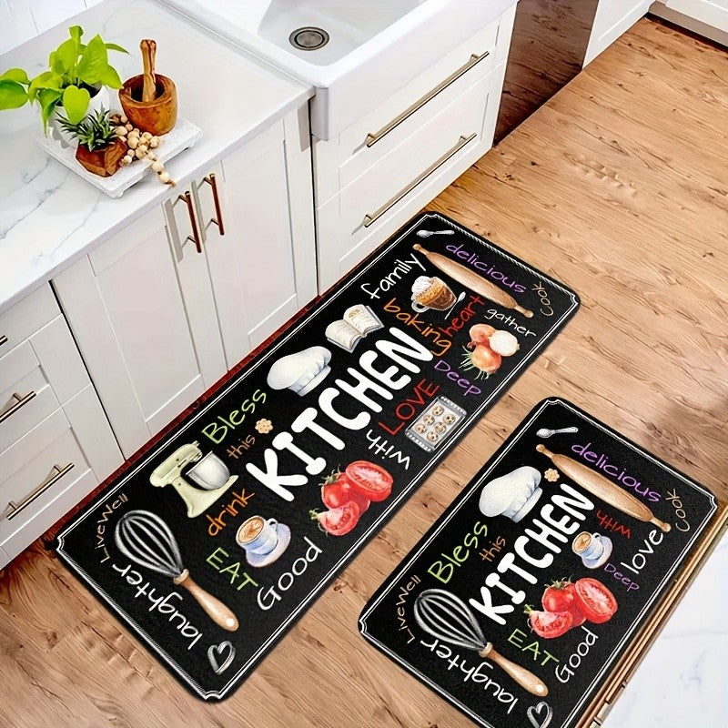 VIKAMA Kitchen, Laundry Room Floor Mats, Bathroom New Flannel Water-Resistant Soft Rug Dust-proof Toilet Treads Home Decorations