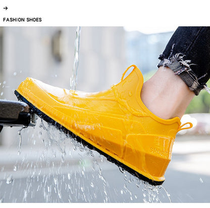 Ankle Rain Boots Men's Motorcycle Waterproof Shoes Outdoor Rain Boots Fishing Non-slip Rubber Shoes Thick Soled Water Shoes