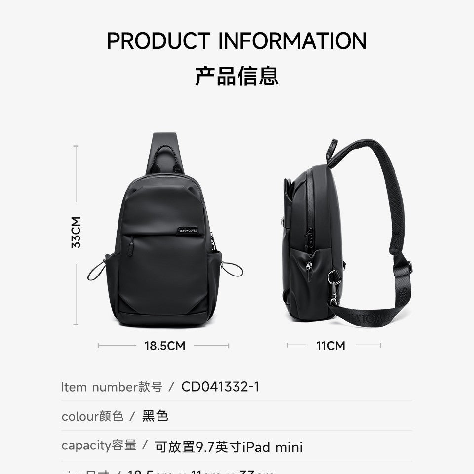 Septwolves Business Thin Printed Leather Crossbody Sling Bag Man Fashion Casual Travel Monogram Print Fabric iPad Shoulder Bag