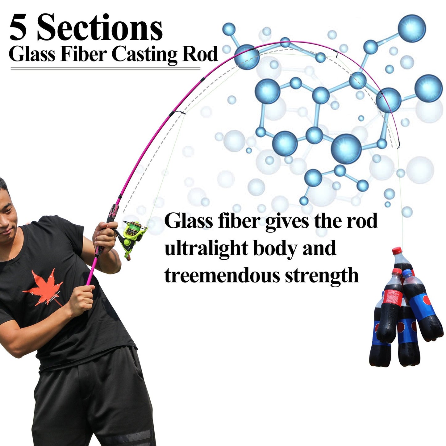 Sougayilang 5 Section Spinning Casting Rods 1.7m Ultralight Weight Carbon Fiber Fishing Rod for Travel Freshwater Fishing Pesca