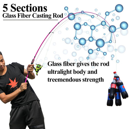 Sougayilang 5 Section Spinning Casting Rods 1.7m Ultralight Weight Carbon Fiber Fishing Rod for Travel Freshwater Fishing Pesca
