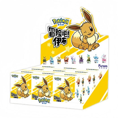 Anime Pokemon Funism Aventura Original Eevee Família Terno BlindBox Flareon Espeon Sylveon Action Figure Coleção Modelo de Brinquedo Presente