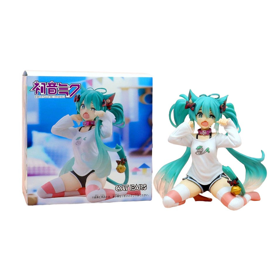 Animação Anime Linda Garota Hatsune Miku Artesanal Diabo Hatsune Miku Orelha de Gato Hatsune Miku Fofa Artesanal Modelo de PVC Decorações