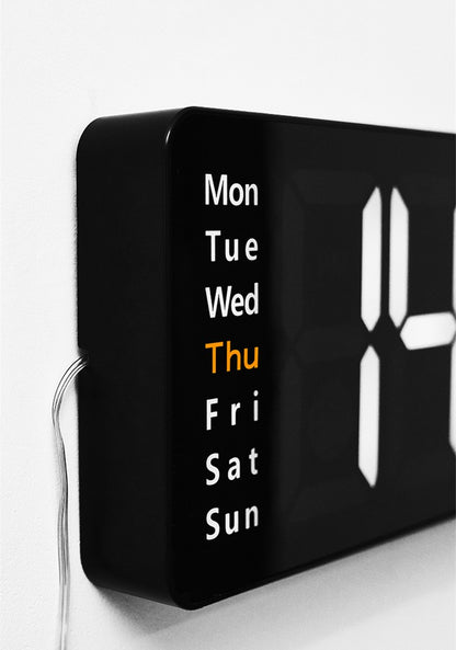 Large Digital Wall Clock Temp Date Week Display Remote Control Power Off Memory Table Clock Wall-mounted Dual Alarms LED Clocks