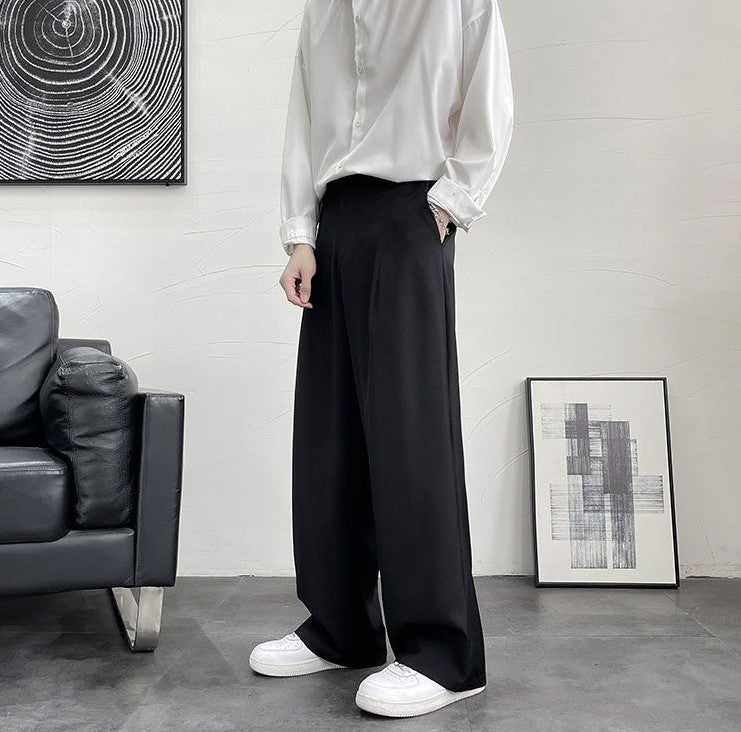 Trousers For Men Brown Fluid Draped Baggy Stylish Tailoring Summer 2025 Man Suits Pants Clothing Premium Thin Casual Up