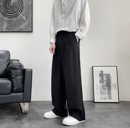 Trousers For Men Brown Fluid Draped Baggy Stylish Tailoring Summer 2025 Man Suits Pants Clothing Premium Thin Casual Up