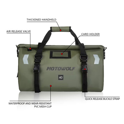 Motorcycle Waterproof Tail Bag Travel Outdoor Dry Luggage Roll Pack Bag 20 /40/66 Motorbike Luggage Backpack Motorcycle Seat Bag