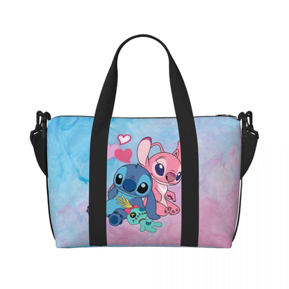 Custom Large SLilo And Stitch Cartoon Tote Bag Women Anime Shopping Shoulder Beach Gym Travel Bag