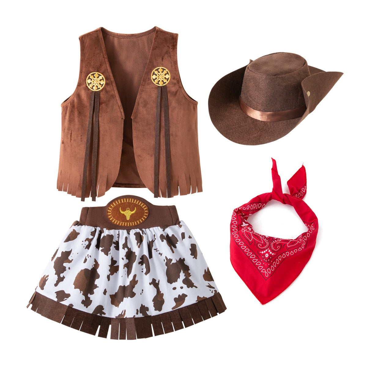 Cowboy Costume for Girls Purim Halloween Toddler Child Cowgirl Cosplay Vest Skirt Party Fancy Dress Carnival Birthday Clothes