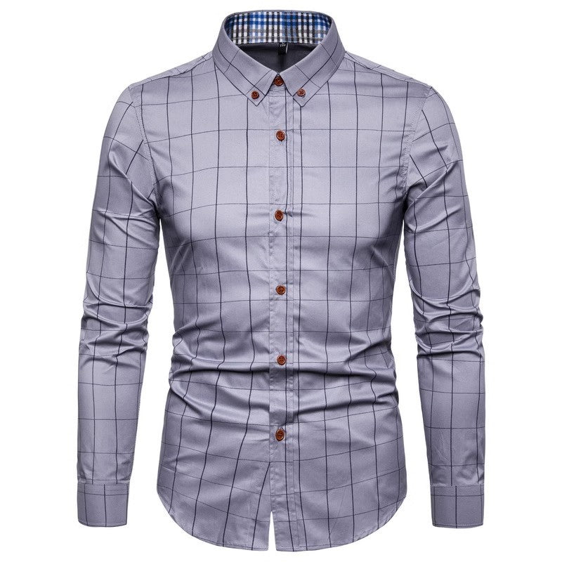 New Arrival 2025 Spring Men's Long Sleeve Shirts | Fashionable Single-Breasted Cotton Shirt in Blue Green Khaki Grey | Available
