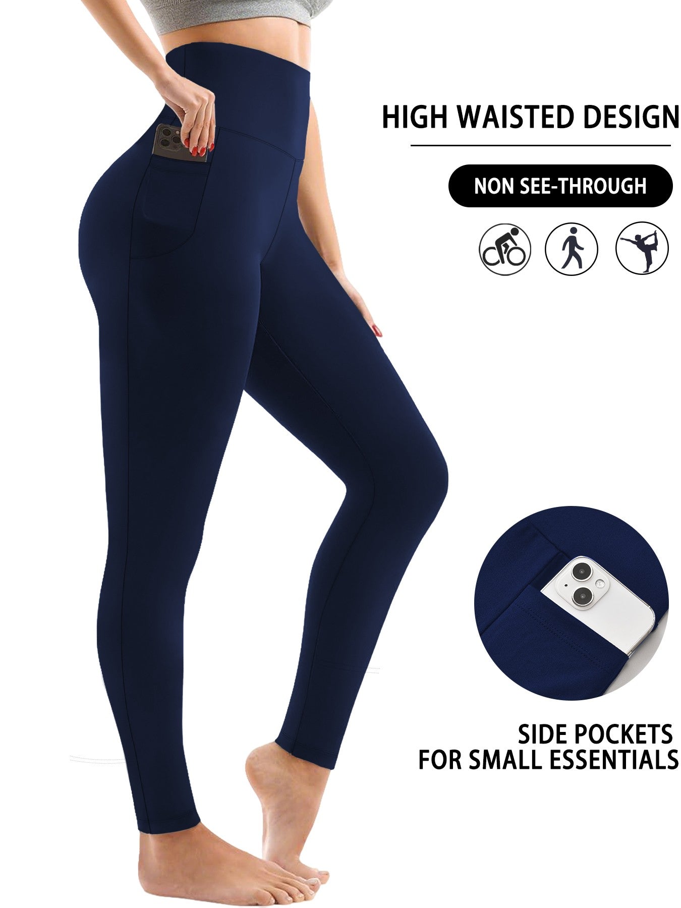 Super Soft Sports Leggings With Pockets For Women High Waisted Workout Yoga Running Push Up Gym Fitness Tight Pants Women's