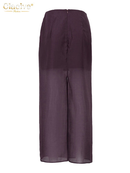 Clacive Fashion Loose Balck Women Skirt Casual High Waist Ankle Length Skirts El