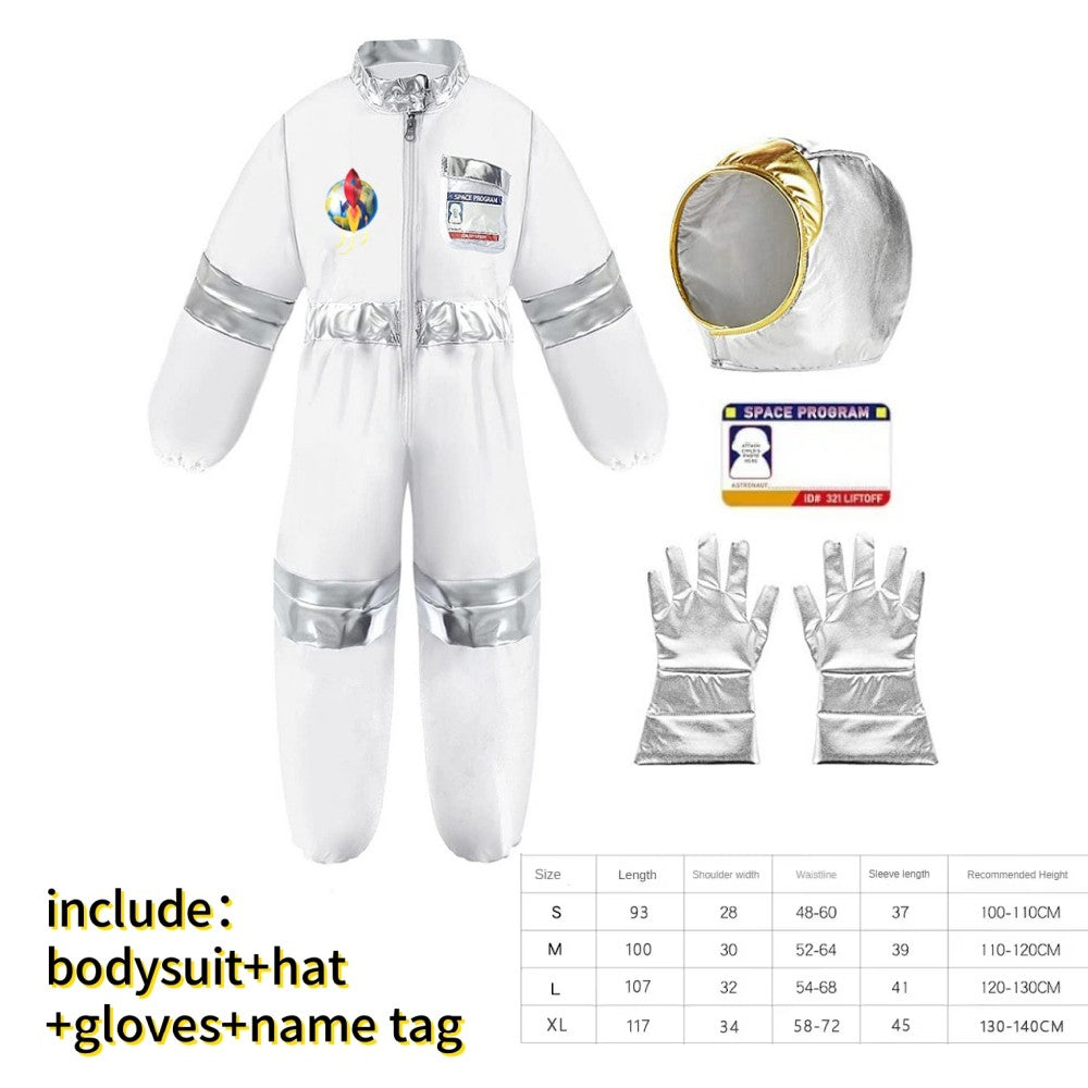 Boy's Space Suits Astronaut Costume for Kids Cosplay Girl Space Performance Astronaut Spaceman Party Dress Up Hooded Gloves Suit