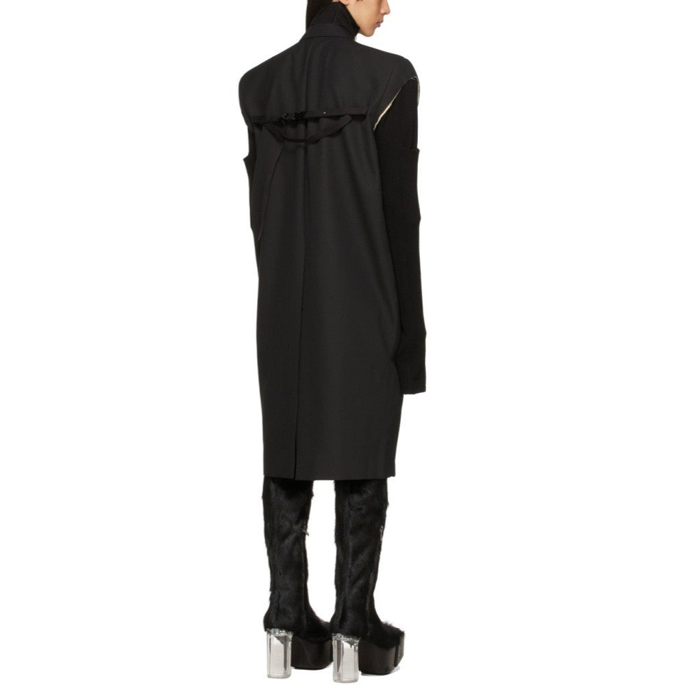 High Street Men's and Women's RO Dark Show Knitted Edge Splicing Sleeve Wide Shoulder Windbreaker Coat Medium Length Blazer Coat