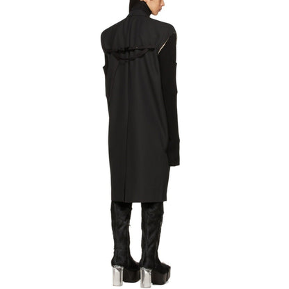 High Street Men's and Women's RO Dark Show Knitted Edge Splicing Sleeve Wide Shoulder Windbreaker Coat Medium Length Blazer Coat