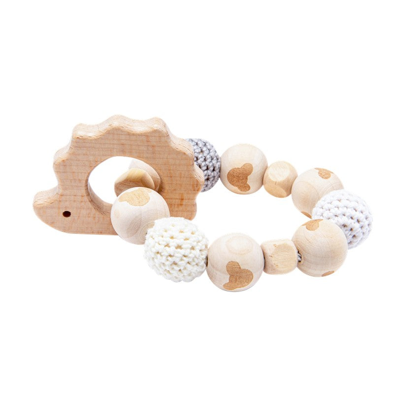 Wooden Rattle Teether Baby Toys Crochet Beads Baby Teether Baby Nursing Bracelet Rattle Chewable Teething Beads For Kids Gifts