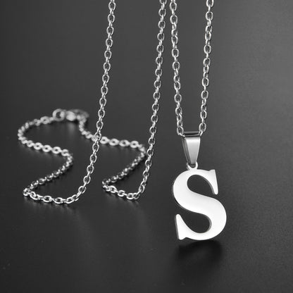 Colar de Aço Inoxidável com Pingente de Nome Letras A-Z do Alfabeto, Colares Minimalistas Iniciais para Homens e Mulheres, Presentes de Moda no Atacado
