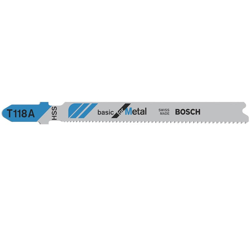 BOSCH 2608631013 T118A Serra Tico-Tico HSS para Metal, Curva, 5 Peças, 92mm, Corte Reto em Metal, Ferramenta Curva Fresada, Acessórios