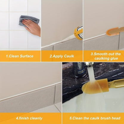 Conjunto de 4 Ferramentas de Calafetagem de Silicone, Ferramentas de Acabamento de Vedação com Ponta Flexível, Alça Ergonômica, Não Precisa de Eletricidade ou Bateria