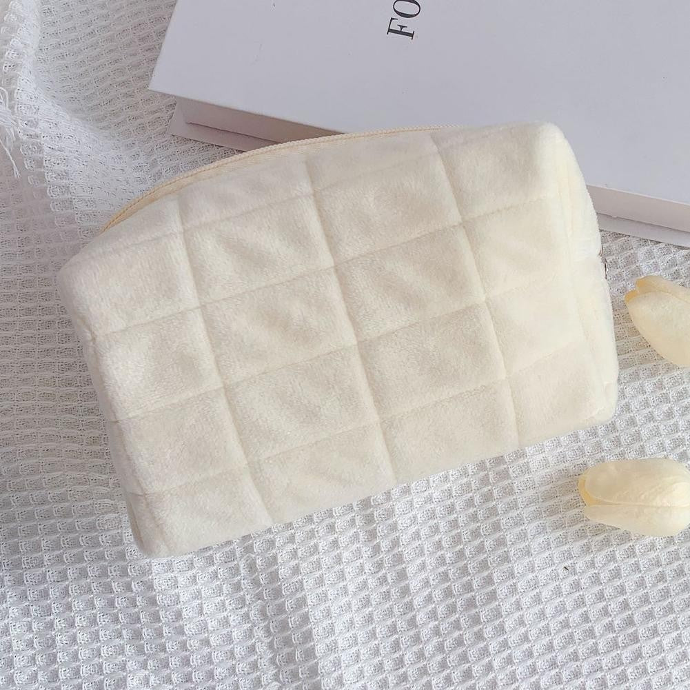 Makeup Organizer -  High Capacity Multi-Pockets Velvet Checkered Stress-Relief Cosmetic Bag Travel Toiletry Case for woman