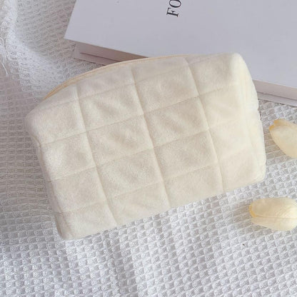 Makeup Organizer -  High Capacity Multi-Pockets Velvet Checkered Stress-Relief Cosmetic Bag Travel Toiletry Case for woman