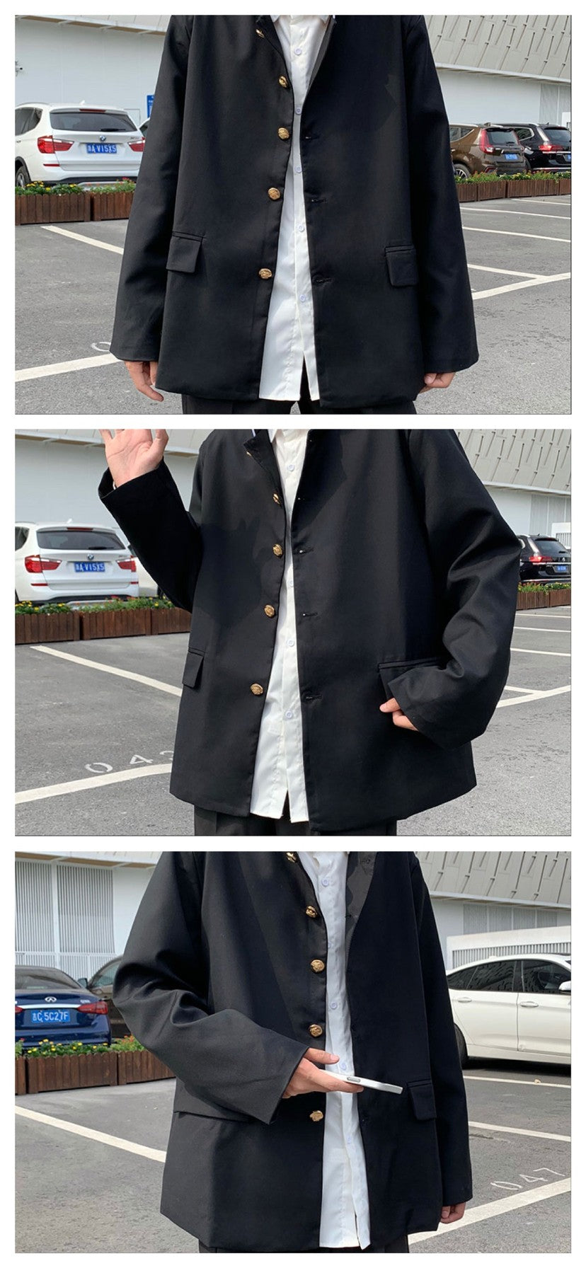 Japan Style School Uniform Jacket Stand Collar Men Women Tunic Suit Jacket DK Costume Black Coat With Nameplate High Version
