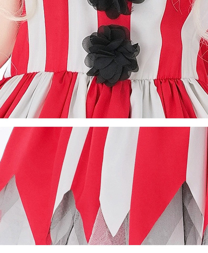 Halloween Cosplay Dress Red Horror Circus Soul Return Doll Costume Gothic Spooky Ladies Fancy Outfit for Party Role Play Dress