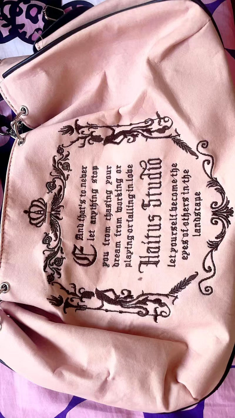 bags woman season 2024 spring summer Y2k Shoulder Bag embroidery  vintage handbags Large capacity letter bag pink bag