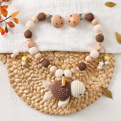Baby Crochet Stroller Toys Wooden Hanging Ocean Stroller Teething Rattle Bell Animal Mobiles Gym Stroller Pendants Gifts Toys