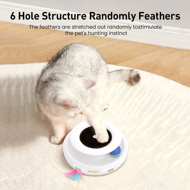 ROJECO Brinquedos Inteligentes para Gatos 2 em 1 Brinquedo Automático de Pena e Bola Divertida para Gatos e Cães, 5 Modos, Acessórios Eletrônicos Interativos para Animais de Estimação