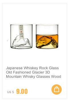 Copo de Uísque Japonês de Gelo para Uísque Puro Copos de Uísque de Montanha 3D Caixa de Presente de Madeira Taça de Conhaque Copo de Vodca Copo de Vinho