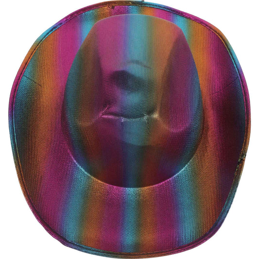 Rainbow Cowboy Hat Gold Foil Disco Party Accessory Adjustable Breathable Headwear For Adults Women Men Stage Performance