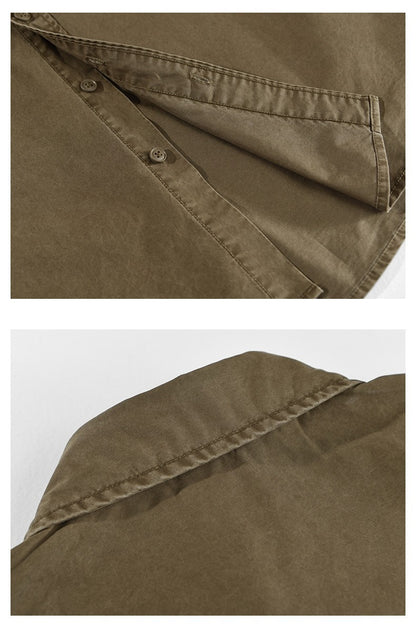 Summer Short Sleeve Cargo Shirts For Men American Work Attire Retro Absorbent Pure Cotton Shirt Double Chest Pockets