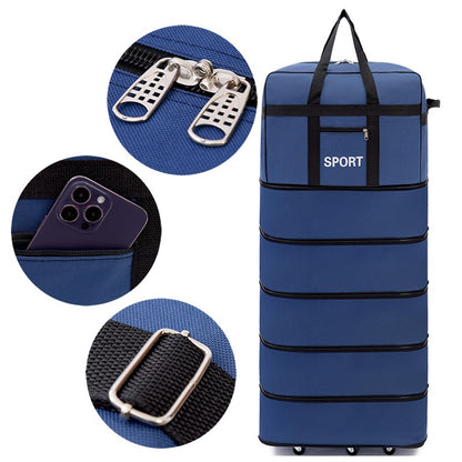 Mala de Viagem Dobrável Versátil de 5 Camadas com Rodas Bagagem Durável Impermeável de Grande Capacidade para Viagens Finais de Semana Escapadas Noturnas