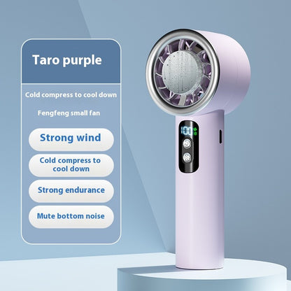 Ventilador Elétrico Portátil para o Verão com Compressa de Gelo, Ventilador Turbo Portátil, 3 Velocidades de Vento Ajustáveis, Mini Ventilador Pessoal Operado a Pilhas